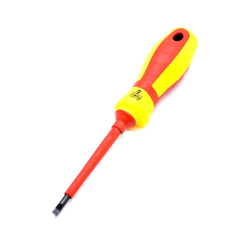 Surubelnita izolata cu varf drept 5x100mm, maner ergonomic bicolor galben-rosu, protectie 1000V