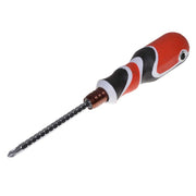 Surubelnita mecanica crom-vanadiu cu doua capete interschimbabile, tija flexibila si maner ergonomic bicomponent rosu-negru