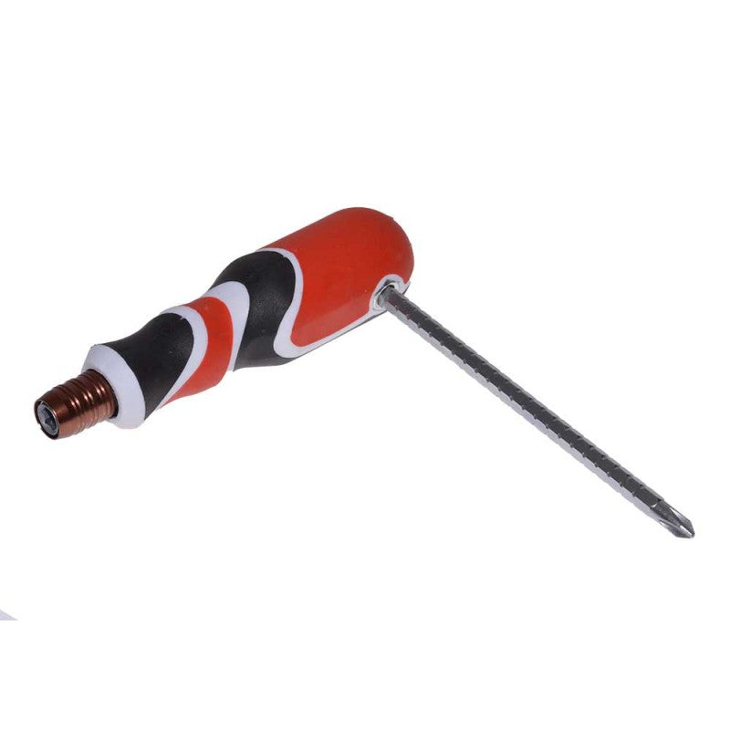 Surubelnita cu tija flexibila si maner ergonomic, vedere laterala cu capatul Phillips montat