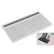 Tastatura Bluetooth 5.0 slim alba cu suport integrat pentru tableta si telefon, design compact si portabil