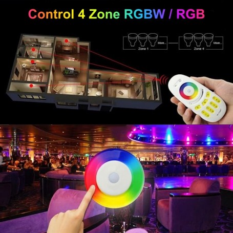 Telecomanda RGB/RGBW 4 zone cu raza 30m, compatibila benzi LED colorate, control multi-camera