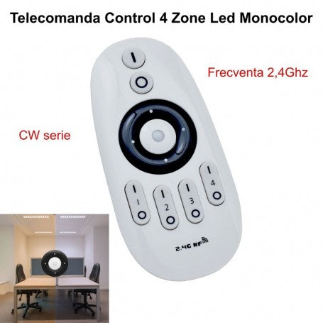 Telecomanda RF 2.4GHz control 4 zone LED CCT monocolor, reglaj intensitate si temperatura culoare