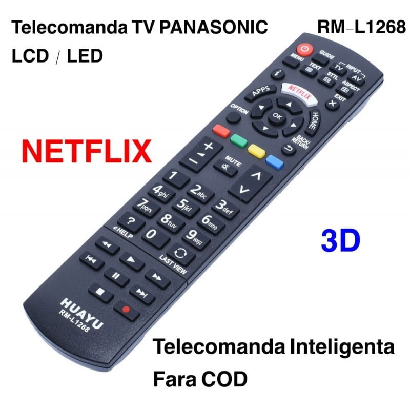 telecomanda universala pentru TV LCD/LED cu buton Netflix si suport 3D, fara cod de configurare