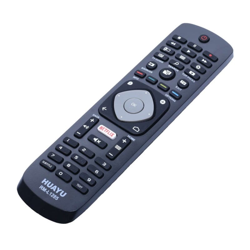 telecomanda TV LCD/LED vazuta din spate, cu taste numerice si buton Netflix vizibile