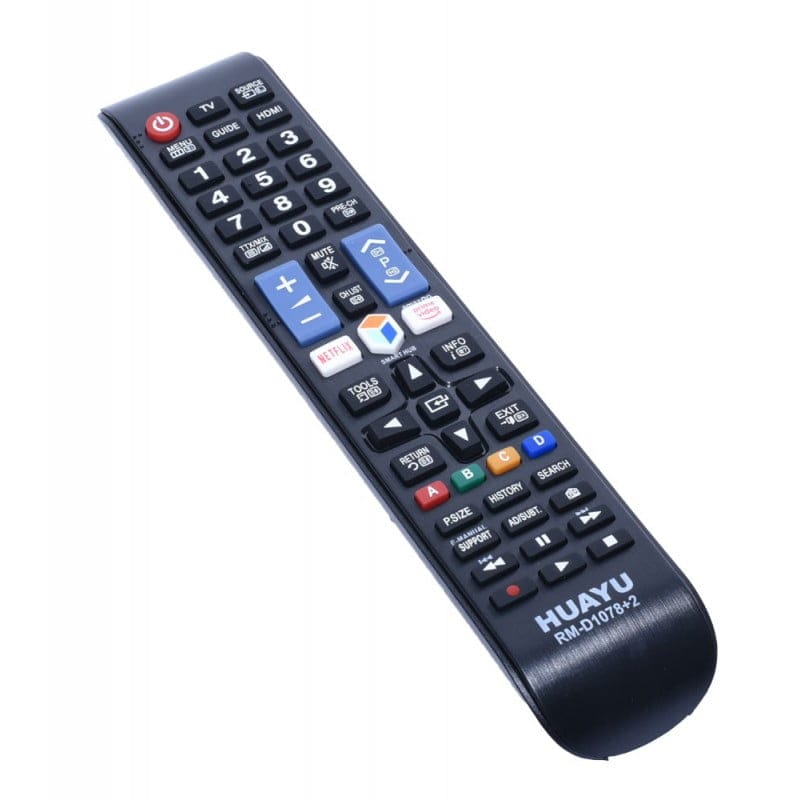 telecomanda universala pentru TV, vedere frontala cu butoane colorate si numeric