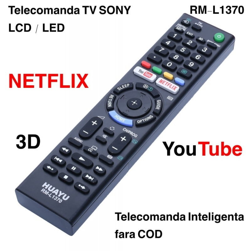 Telecomanda universala Smart TV cu butoane dedicate Netflix, YouTube si functie 3D, fara cod