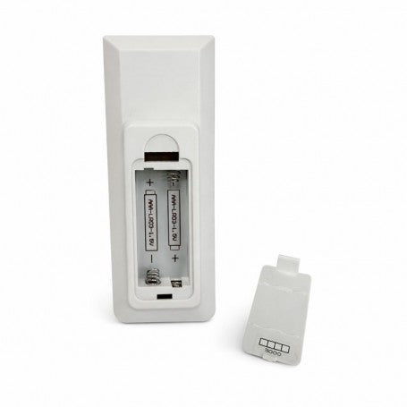 Spatele telecomenzii universale AC cu compartiment baterii AAA deschis