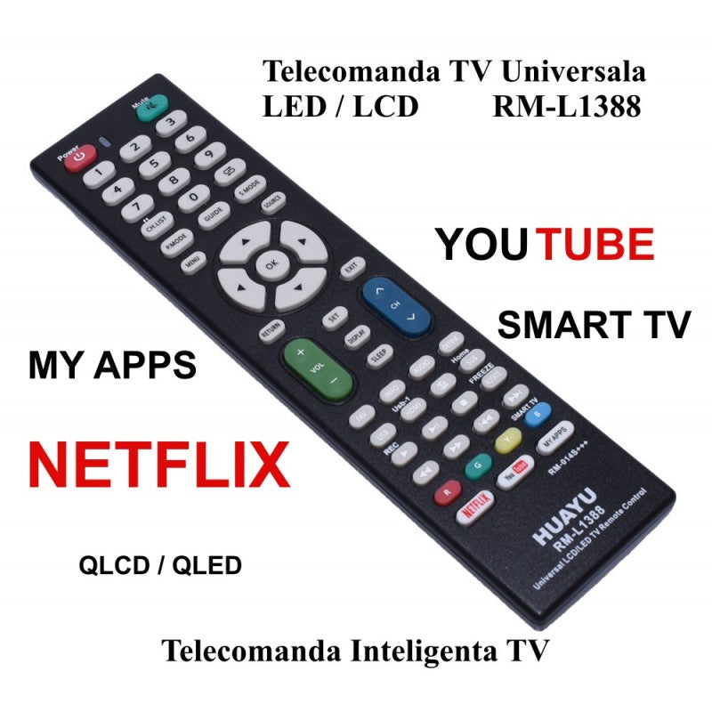 Telecomanda universala TV LCD/LED cu acces rapid Netflix, YouTube, Smart TV si My Apps