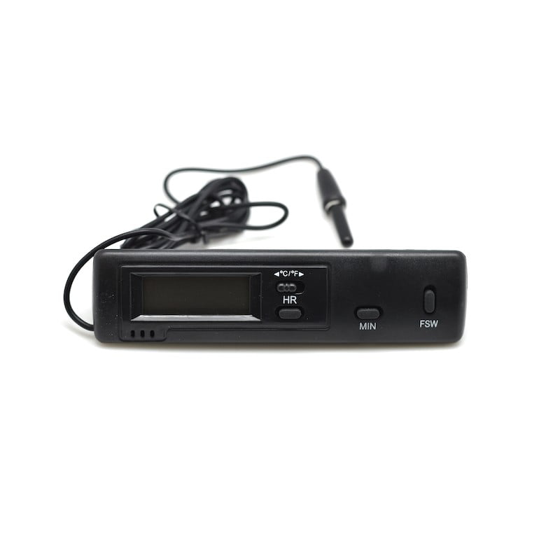 Termometru digital cu senzor exterior 1m, afisaj LCD, ceas integrat, comutare Celsius/Fahrenheit, compact pentru auto