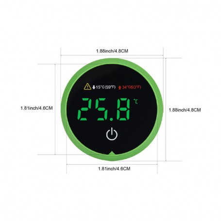 Termometru digital acvariu cu dimensiuni 4.8x4.8 cm afisate, display LED temperatura 25.8°C