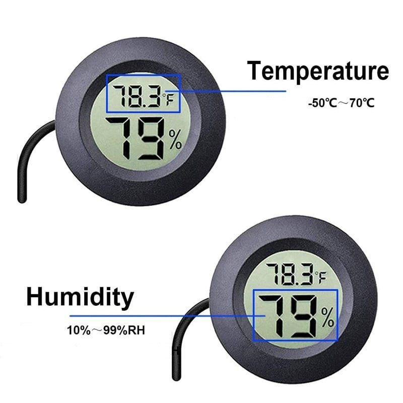 Termometru-higrometru rotund cu afisaj LCD, plaja temperatura -50°C~70°C si umiditate 10-99% RH