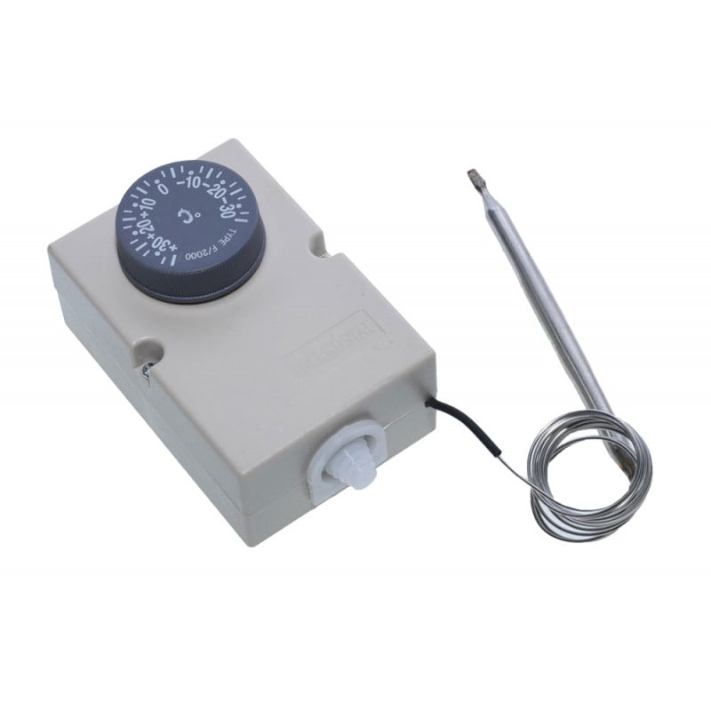 Termostat capilar reglabil -30+30°C cu sonda inox 800mm si buton gradat, pentru sisteme frigorifice 220V