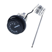 Termostat reglabil 50-190°C cu sonda inox 155mm si 3 contacte, 250V/16A, pentru cuptoare industriale