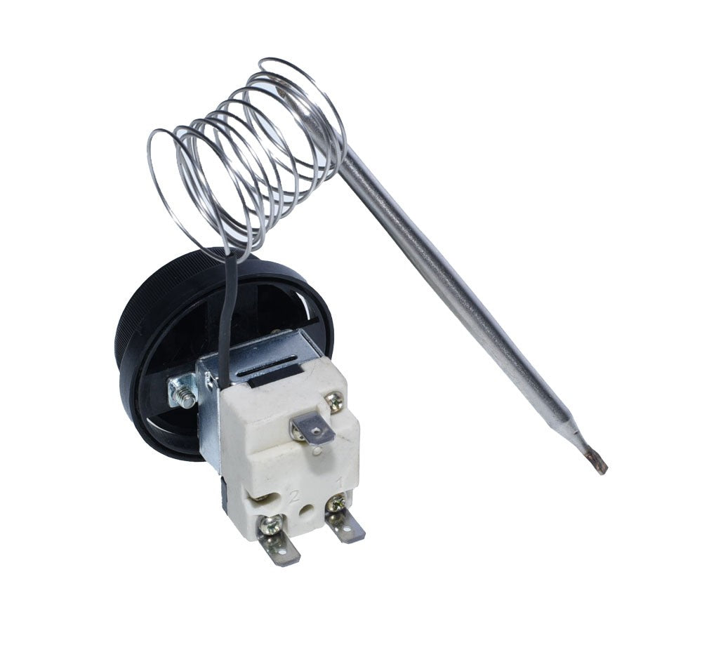 Termostat capilar 0-40°C cu bloc ceramic alb si sonda inox, unghi frontal usor inclinat