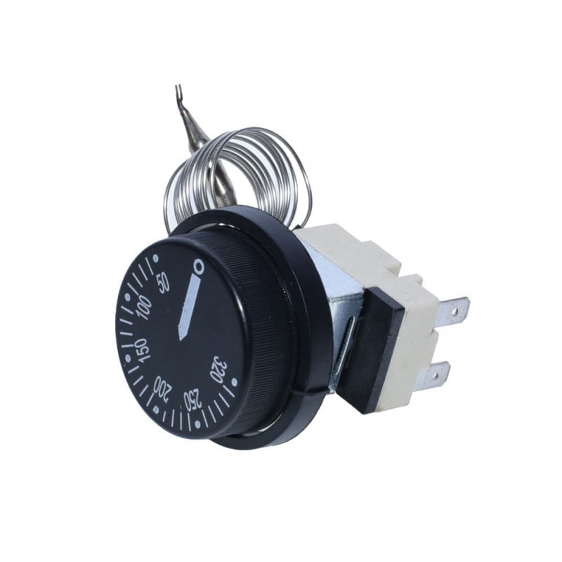 Termostat reglabil 50-320°C, 16A/250V, cu capilar inox si buton rotativ gradat, 3 poli