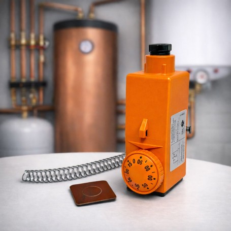Termostat de contact montat langa boiler si instalatie termica, reglaj 20-90°C