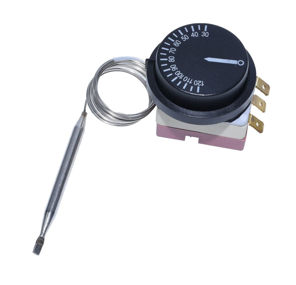Termostat reglabil 30-120°C cu sonda inox si capilar, 16A 250V, pentru cuptoare industriale de panificatie