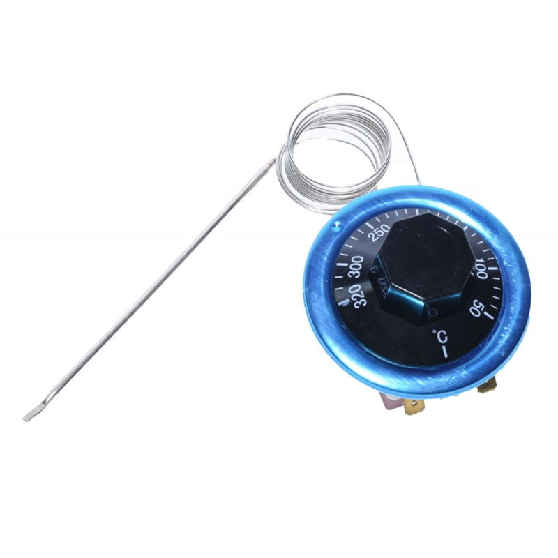 Termostat capilar reglabil 50-320°C, 16A, 250V, cu sonda inox si buton gradat, pentru cuptor profesional