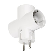 Triplu stecher ceramica 3 prize schuko cu impamantare, 16A, 250V, design butoias compact, alb
