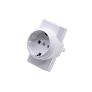 Triplu stecher 1P Schuko cu impamantare si 2 prize Euro, 16A 250V, design compact alb