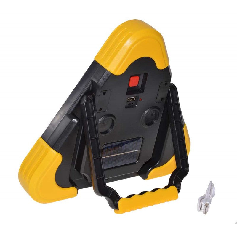 Lampa triunghi auto cu suport rabatabil deschis si cablu USB de incarcare inclus