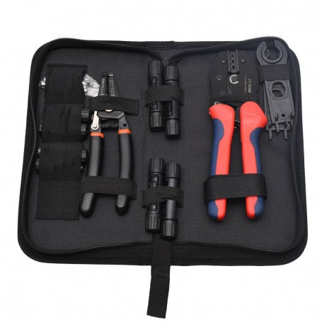 Trusa solara cu cleste de sertizare MC4, conectori IP67 si geanta organizatoare pentru cabluri 2.5-6mm²