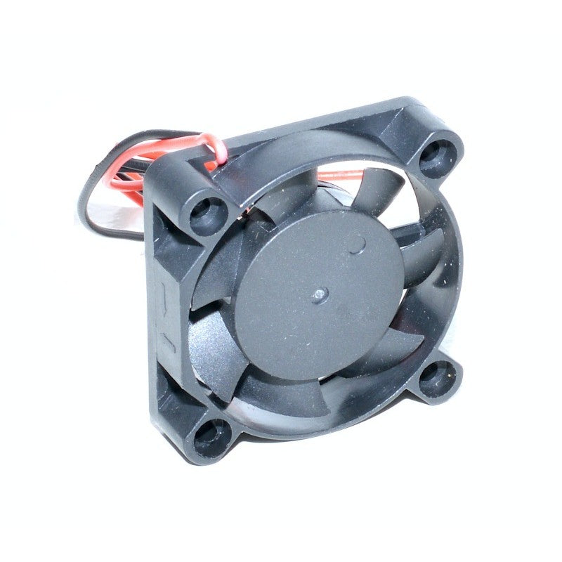 Ventilator compact 40x40mm vazut din spate, carcasa neagra cu 4 gauri de fixare