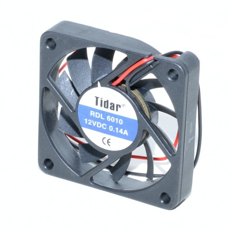 Ventilator axial patrat 12V DC, 60x60x10mm, consum 1.7W, cu 2 fire de conectare si 4 gauri de fixare