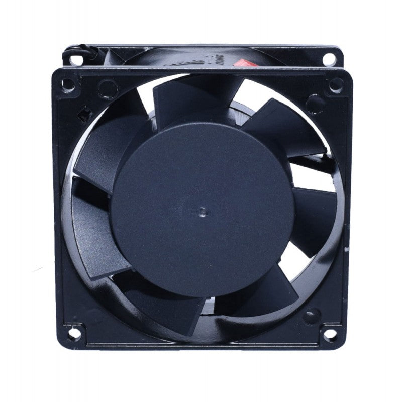 Ventilator industrial 92x92 mm vazut din fata, palete rotoare si rama de fixare cu 4 gauri