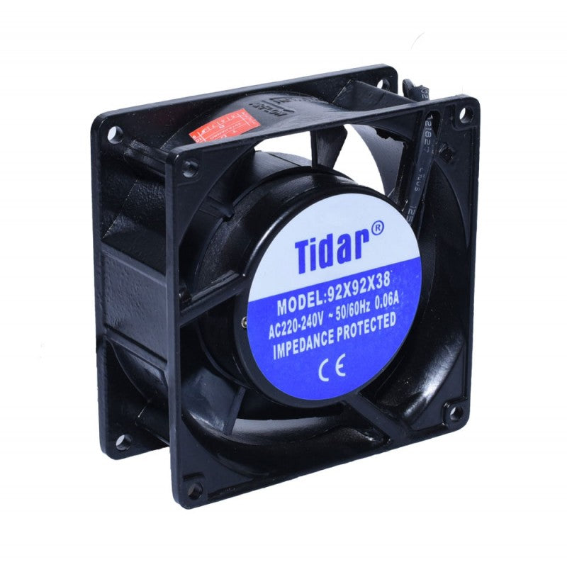 Ventilator axial 92x92x38 mm, 11W, 220V, carcasa metalica neagra, pentru racire echipamente industriale