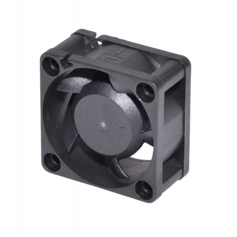 Ventilator axial compact 40x40mm, vedere spate cu palele rotorului si orificii de montaj