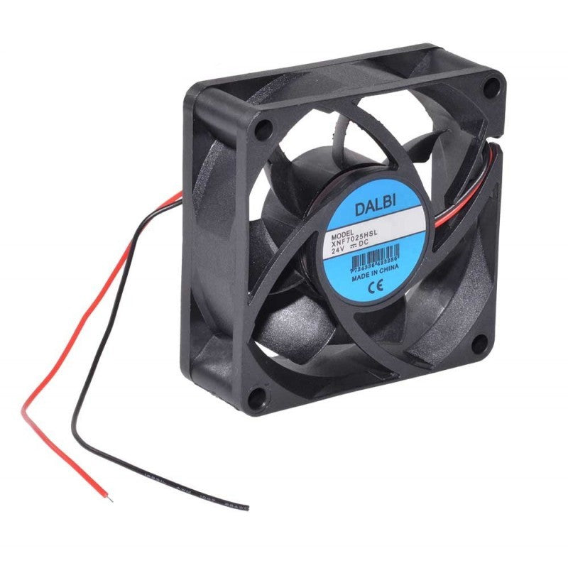 Ventilator axial 24V DC, 70x70x25 mm, 1.75W, cu fire de conectare rosu si negru pentru racire echipamente