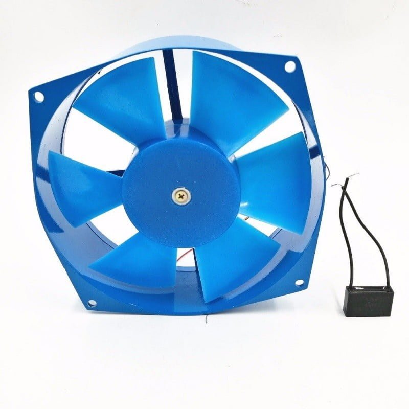 Ventilator axial industrial 220V, 30W, 2800RPM, 150x160x60 mm, carcasa metalica albastra cu condensator