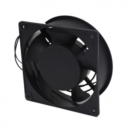 Ventilator axial 120mm vedere din spate, motor cu rulmenti, carcasa ABS neagra rezistenta