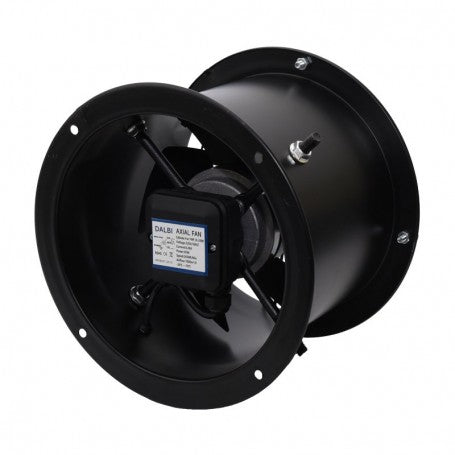 Ventilator axial de tubulatura 200mm, vedere spate cu motor si flansa de fixare pe conducta