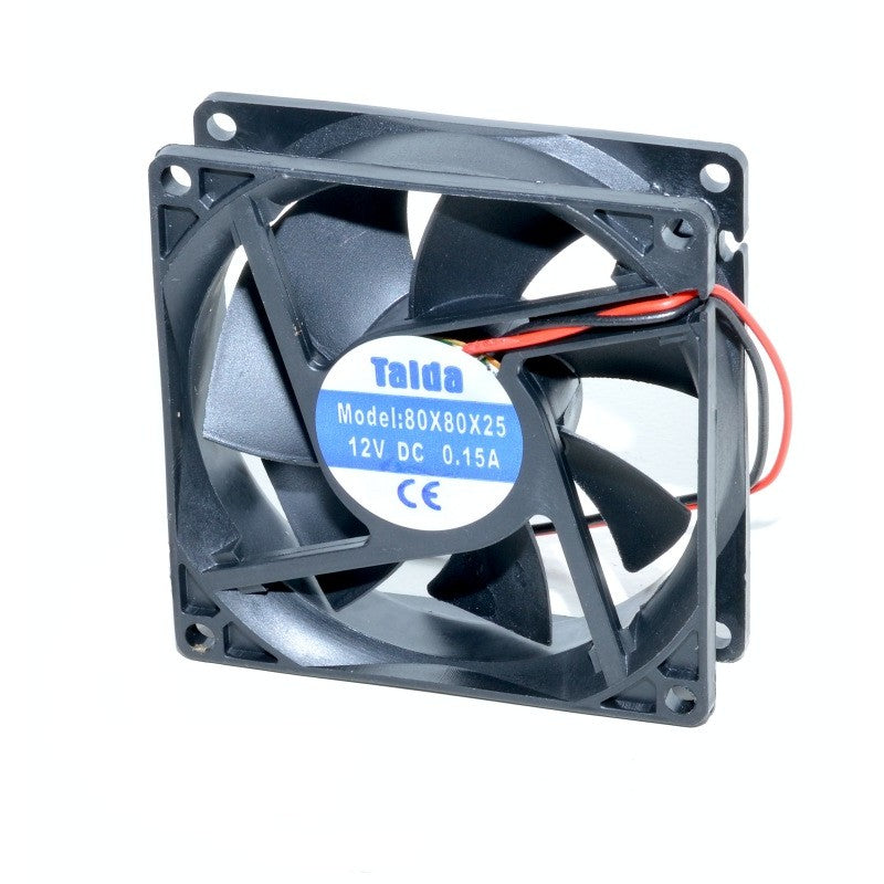 Ventilator axial patrat 80x80x25 mm, 12V DC, 1.8W, cu fire de alimentare, pentru racire echipamente