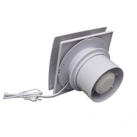 Ventilator patrat de baie 15W cu cablu de alimentare, vedere din spate cu turbina expusa
