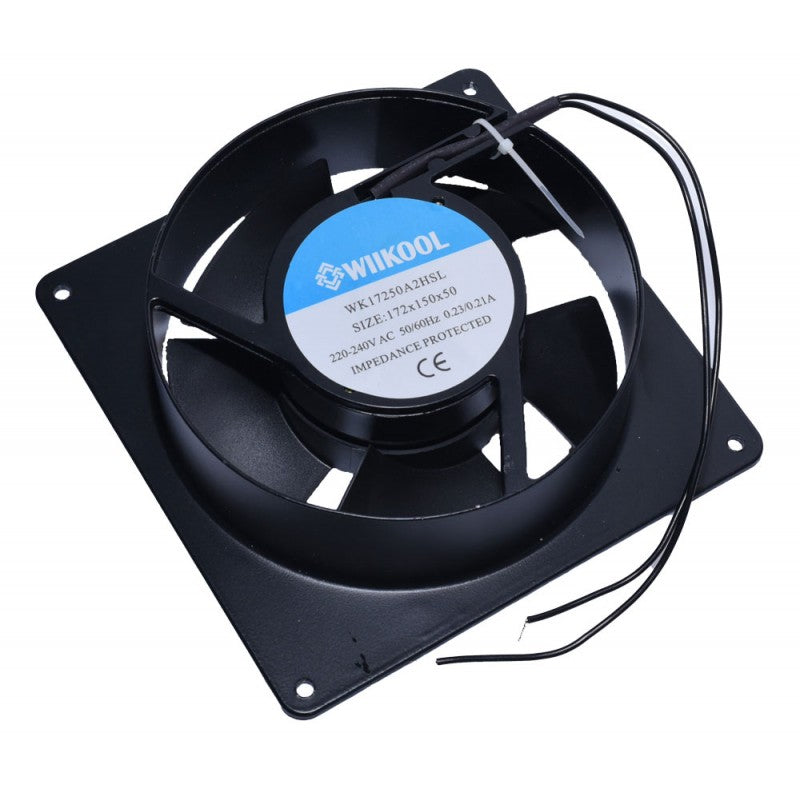 Ventilator axial patrat-rotund 172x172x50 mm, 31W, 220V AC, cu rama de prindere metalica si fire de conectare