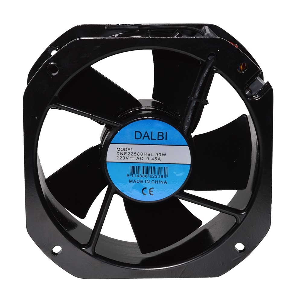 Ventilator axial industrial 220V 90W, vedere frontala cu palete axiale si cadru octogonal din metal
