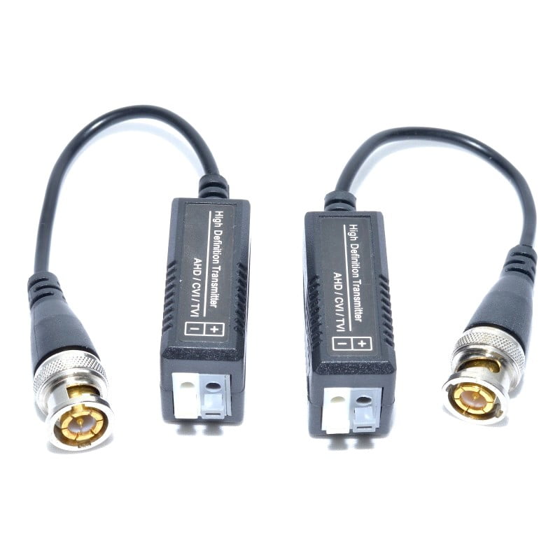 Video balun pasiv AHD/CVI/TVI cu conector BNC si terminal push, transmisie HD pe cablu UTP, set 2 bucati