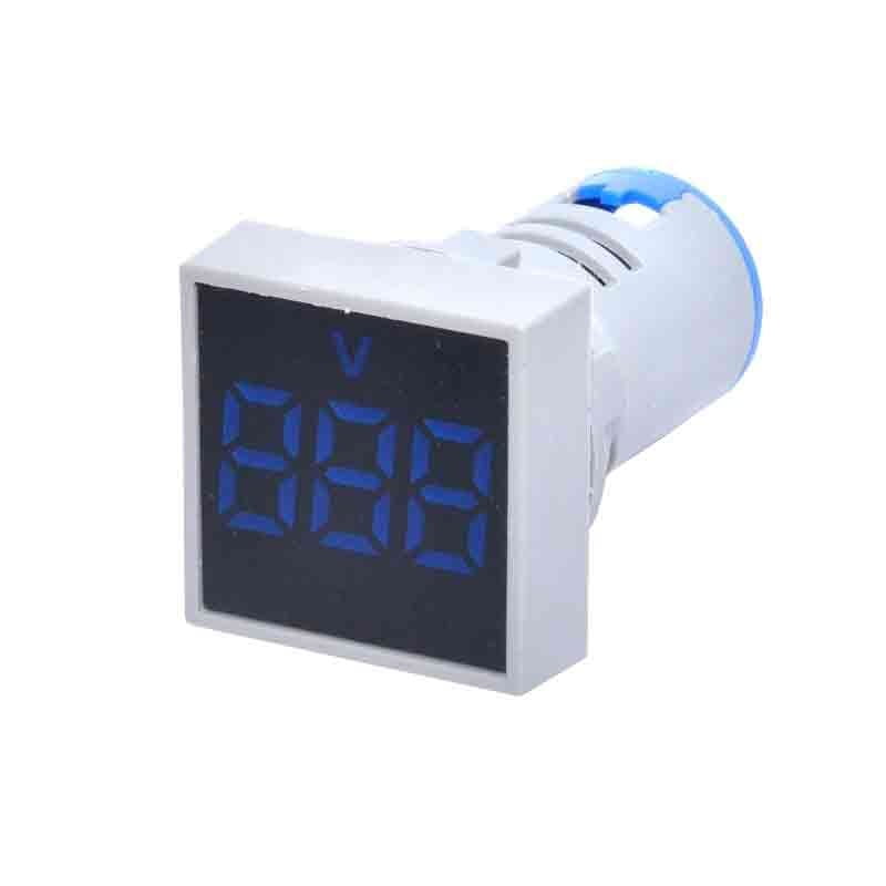Voltmetru digital LED albastru, panou patrat 22mm, montaj cu surub, masurare tensiune AC 12-500V