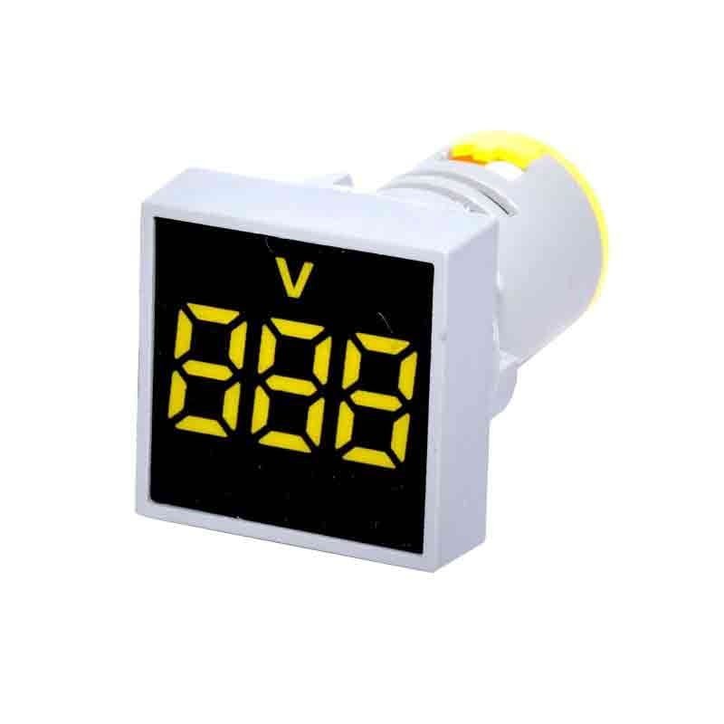 Voltmetru digital LED patrat 22mm, afisaj galben, masurare tensiune AC 12-500V, montaj panou