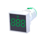 Voltmetru digital LED patrat 22mm, afisaj verde, masurare tensiune AC 12-500V, montaj panou